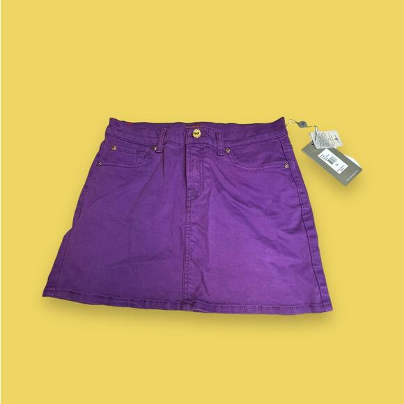 7 For All Mankind NWT Girl's Purple Denim Mini Skirt Size 14 - Picture 1 of 7
